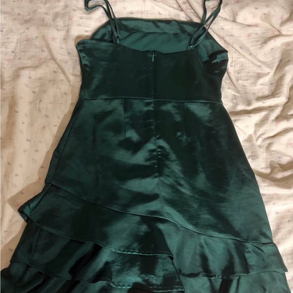 Lulu's Emerald Green Tiered Mini Dress - Picture 3 of 4